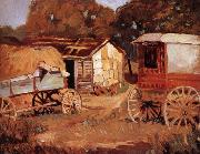 Grant Wood Carriage Business USA oil painting artist